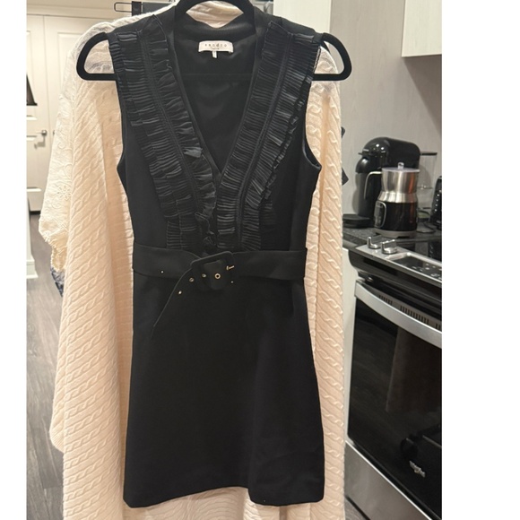 Sandro Paris Mini Dress w/Belt Black Ruffle  (Size 1 / US 0-2) - Picture 6 of 11